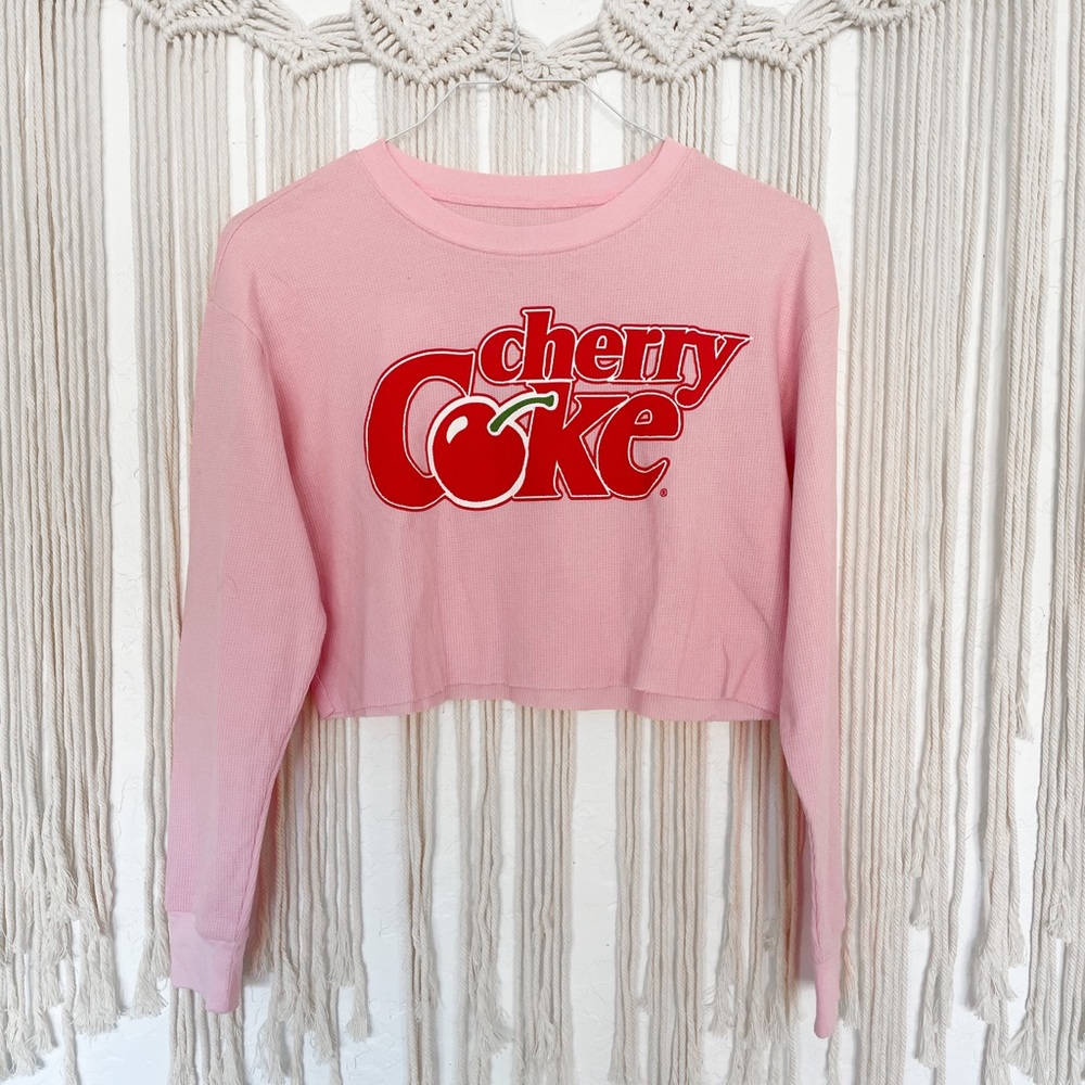 Cherry Coke Waffle Knit Cropped Long Sleeve